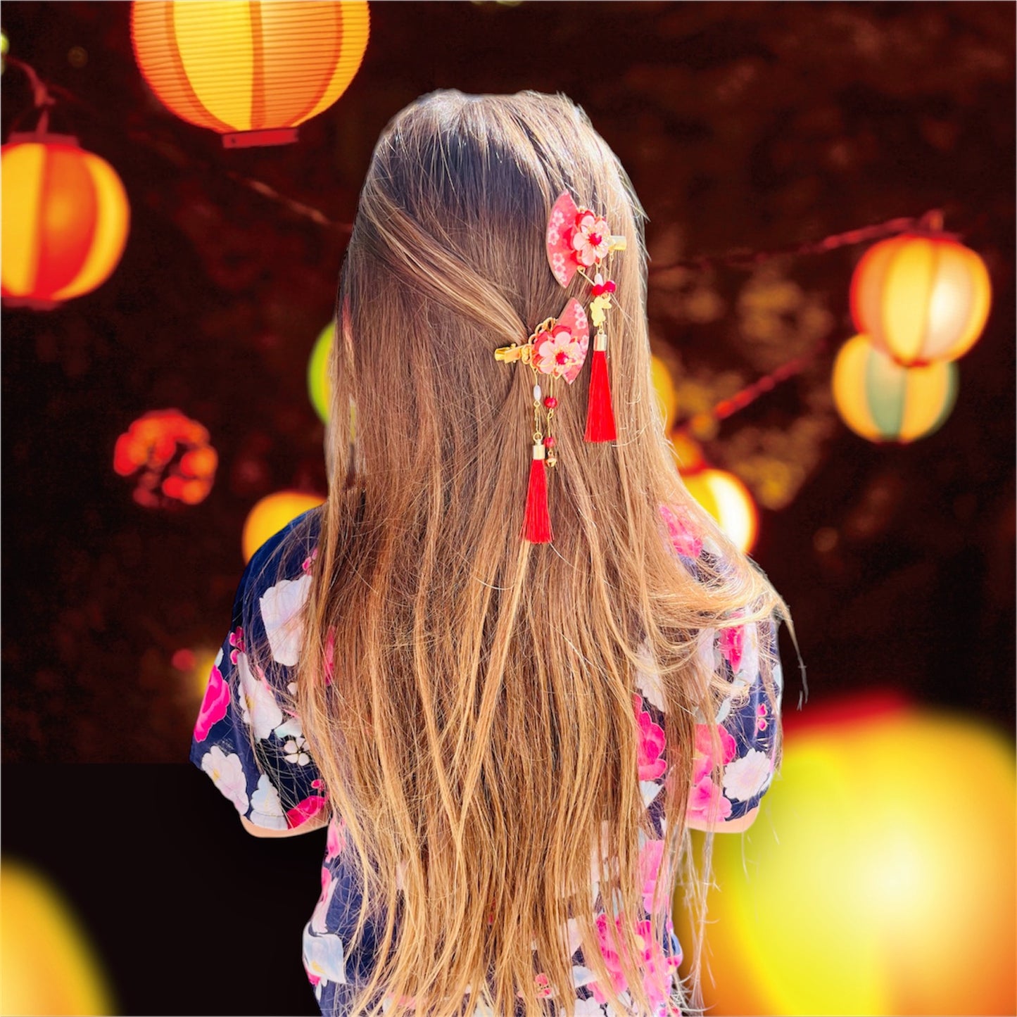 Asian style hair clip, Asian princess, kimono hair style,