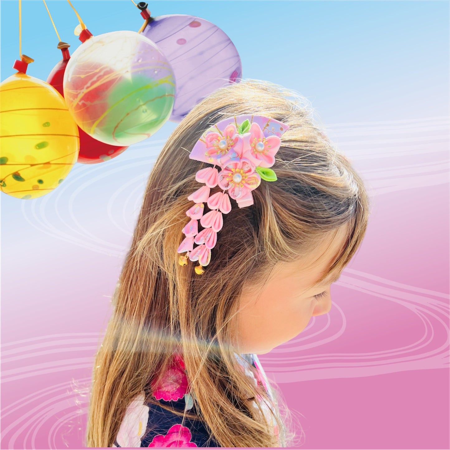 Asian princess style hair clip, Yukata hair style, kimono style,